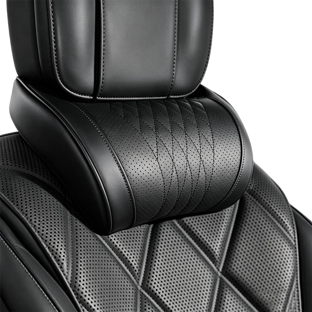 Memory Foam Car Neck Pillow Lumbar Support - وسادة ظهر عالمية للسيارة من جلد