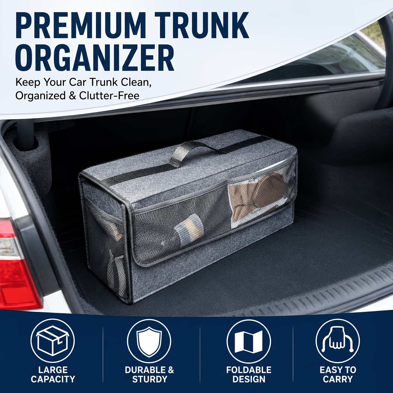 منظم صندوق السيارة من اللباد م - مراجعة Car Trunk Organizer Foldable Storage Box وسعره