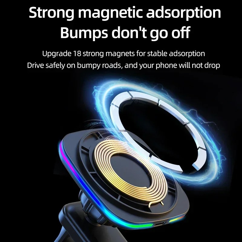 شاحن سيارة لاسلكي مغناطيسي بقو - مراجعة Wireless Car Charger Mount Fast Charging وسعره